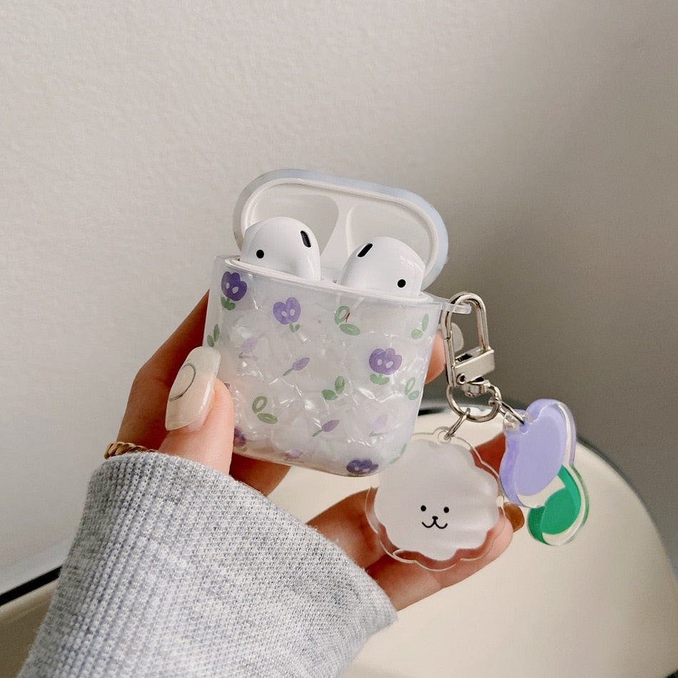 Cute White AirPods Case+Keychain