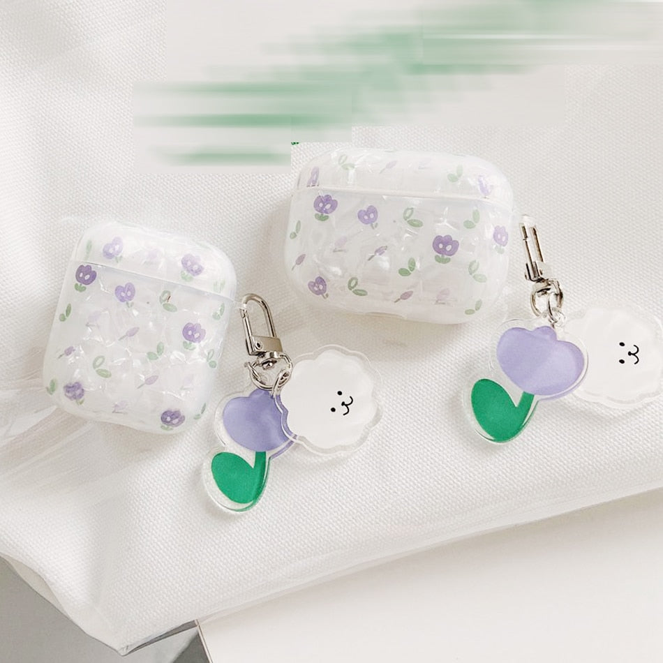 Cute White AirPods Case+Keychain