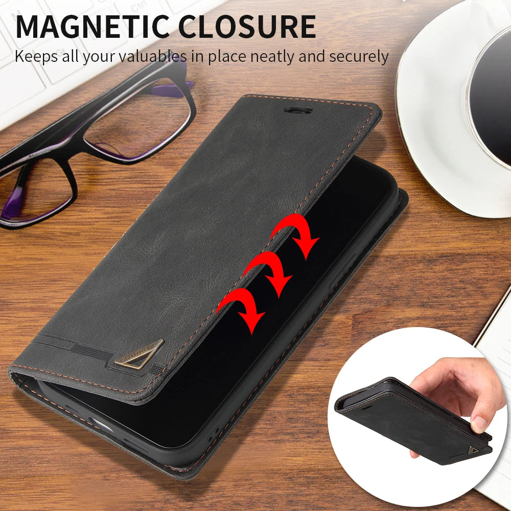 Leather RFID Blocking Flip Case For iPhone
