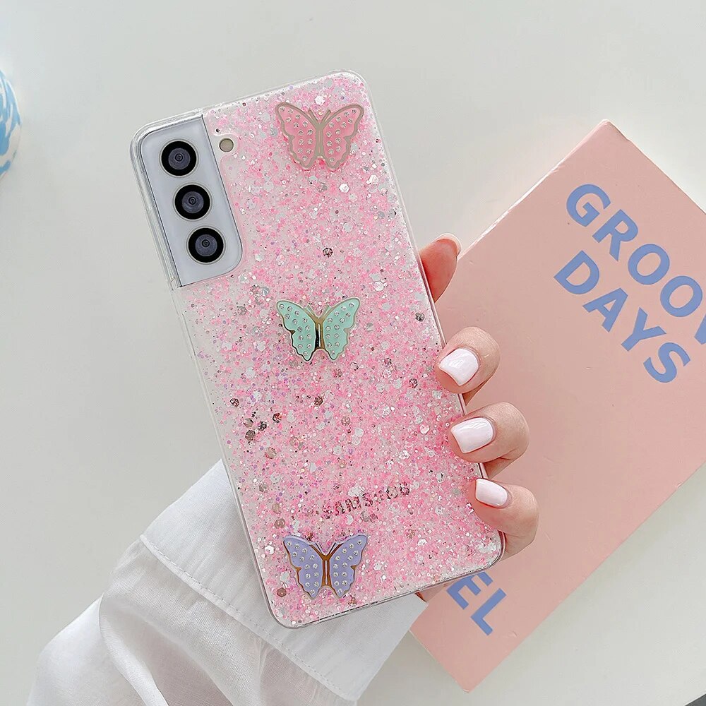 Butterfly Bling Glitter Samsung Case