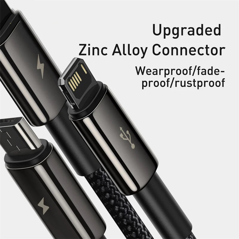 3 in 1 USB Charging Cable| USB To Type C, Lightning, Micro USB