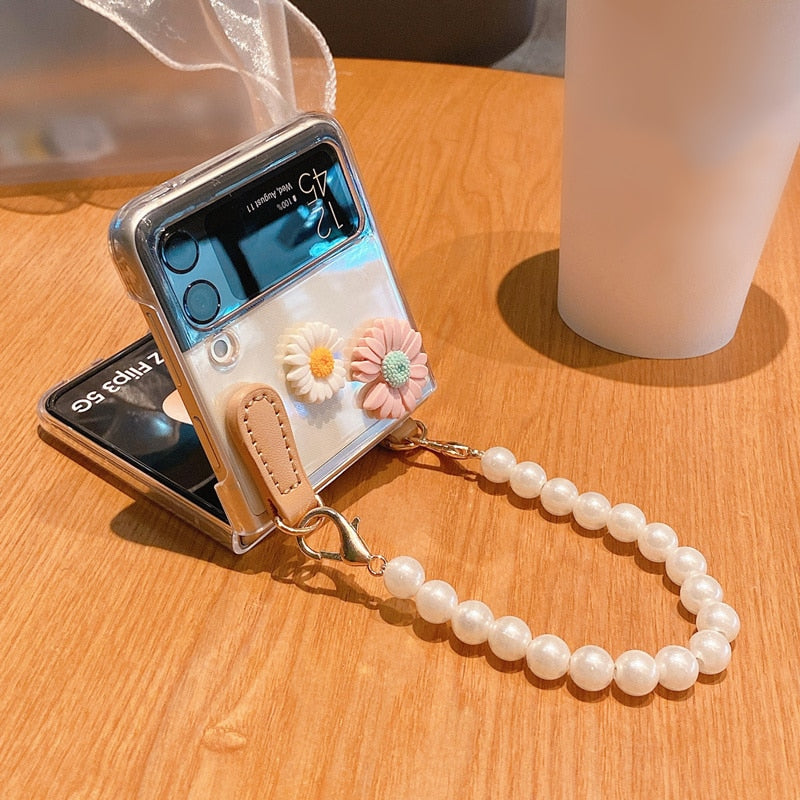 Luxury Pearl Chain Z Flip Case