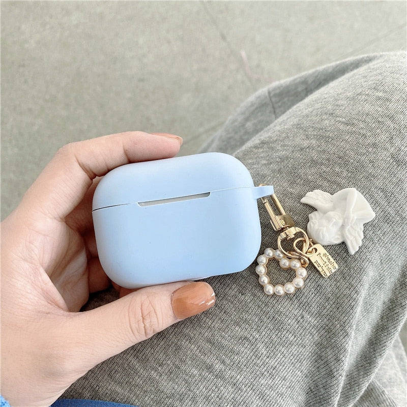 Many Varieties-Solid Colour+Keychain AirPods Case