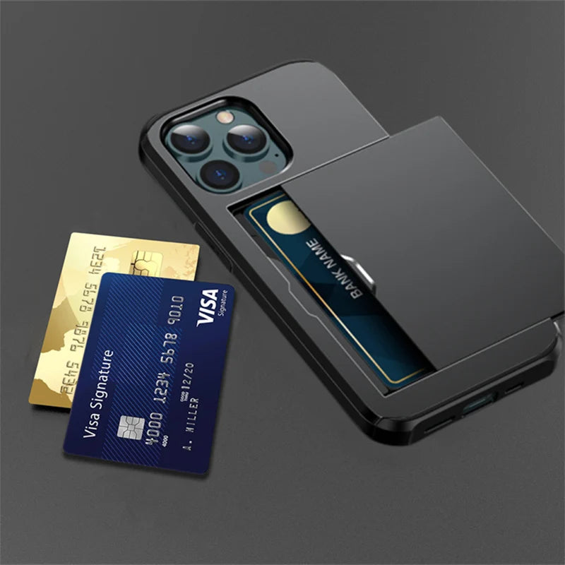 Slide Card Slot Shockproof iPhone Case