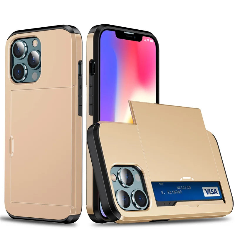 Slide Card Slot Shockproof iPhone Case