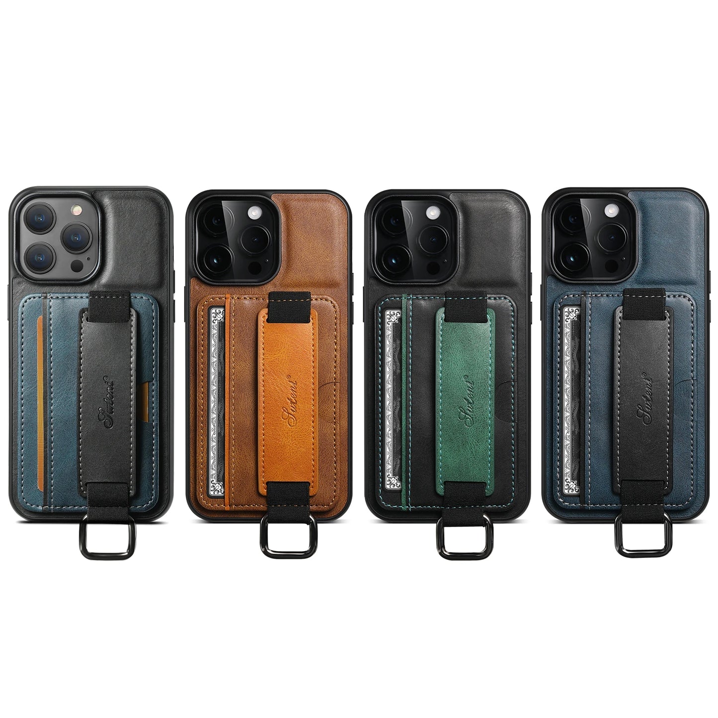 Wrist strap Leather Wallet iPhone Case