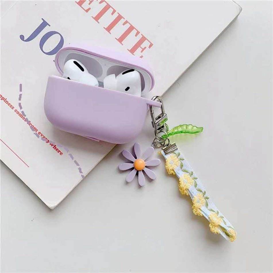 Many Varieties-Solid Colour+Keychain AirPods Case