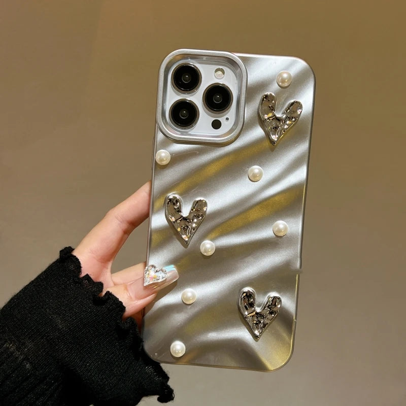 Silk Heart Pattern Wavy Case