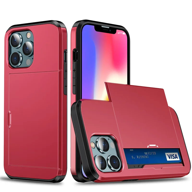 Slide Card Slot Shockproof iPhone Case