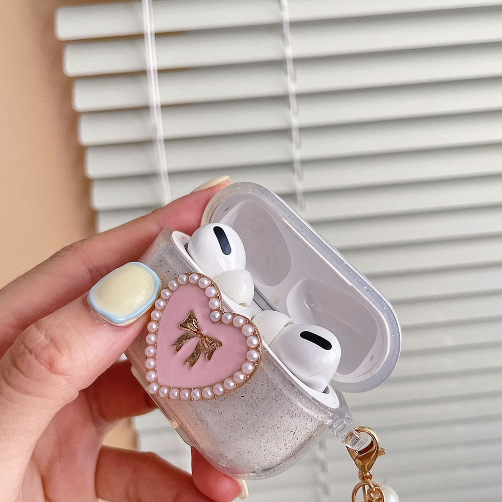 3D Heart Glitter Transparent Case