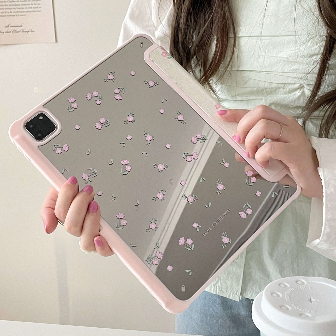Mirror Back Pink Floral iPad Case