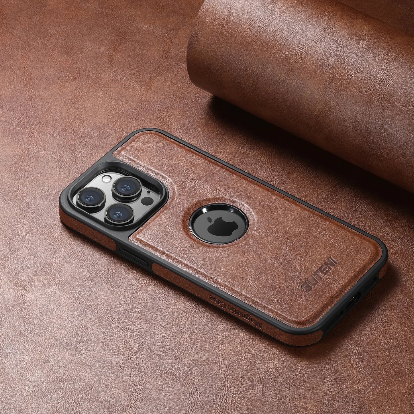 Stylish Leather MagSafe Wireless Charging iPhone Case