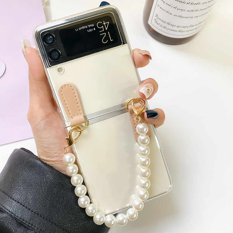 Luxury Pearl Chain Z Flip Case