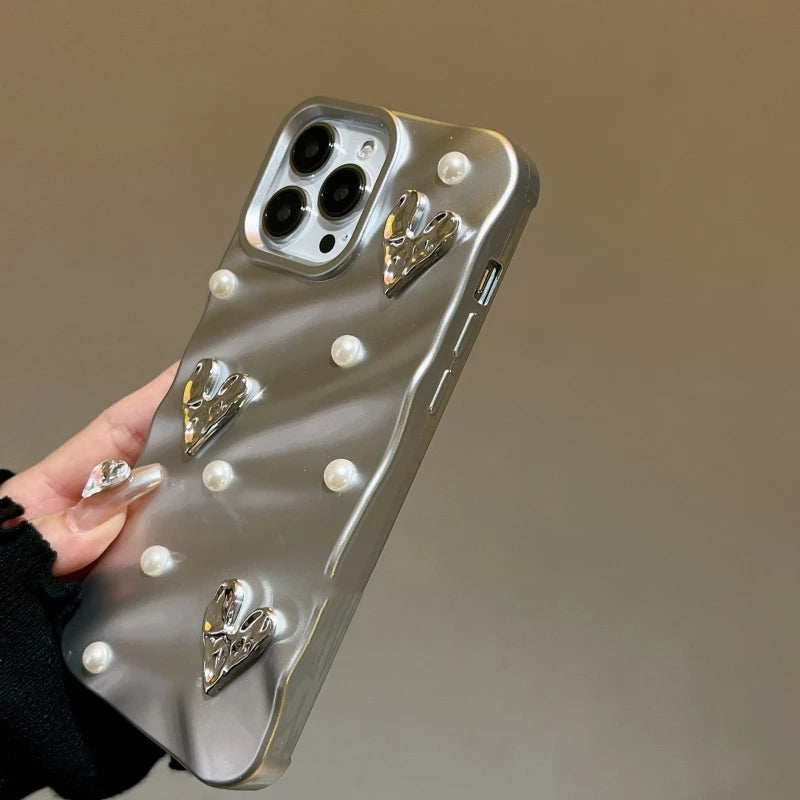 Silk Heart Pattern Wavy Case