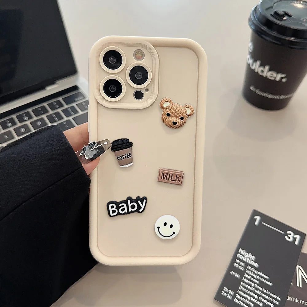 Cute Coffee Bear Silicone iPhone Case