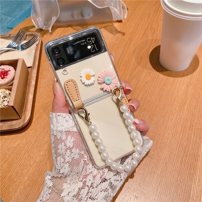 Luxury Pearl Chain Z Flip Case