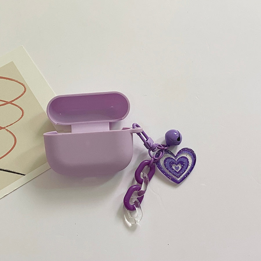 Many Varieties-Solid Colour+Keychain AirPods Case