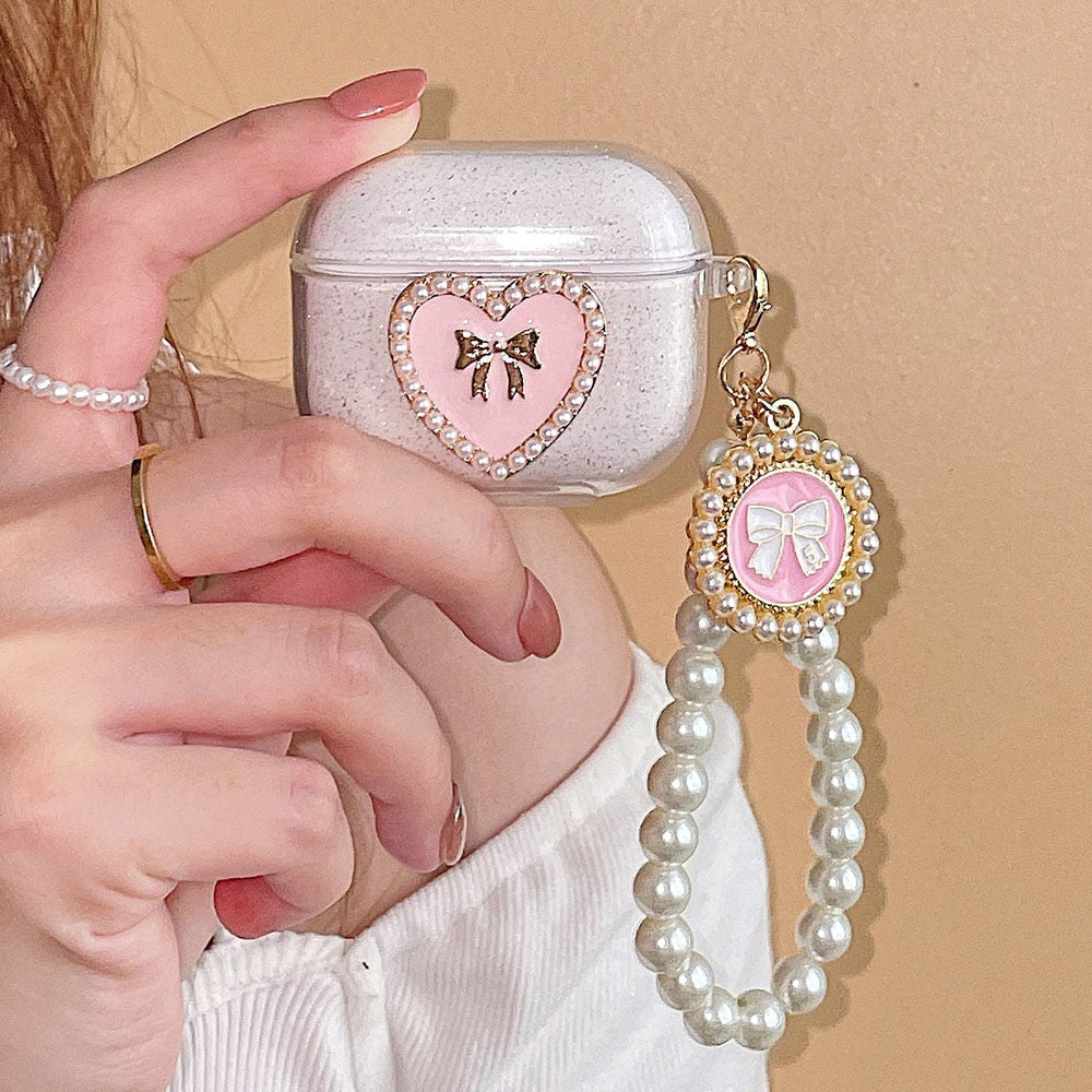3D Heart Glitter Transparent Case