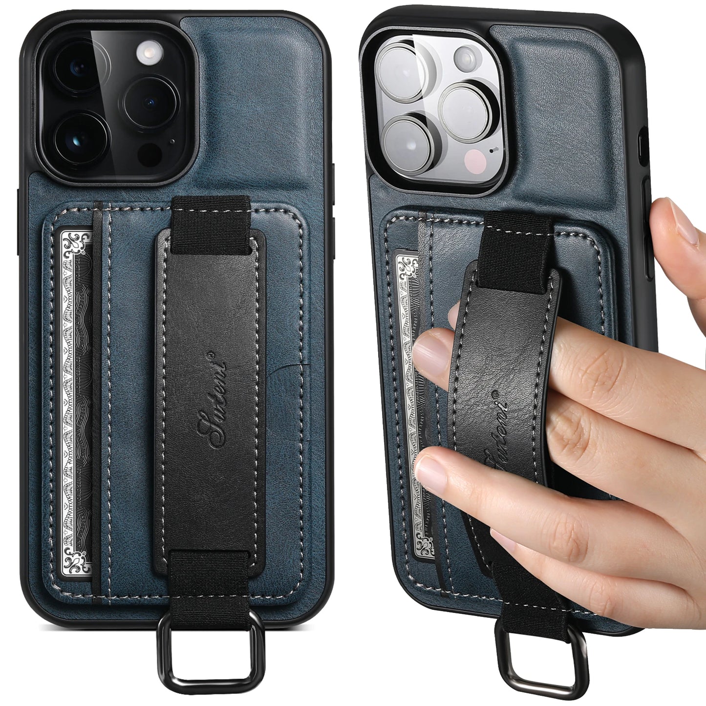 Wrist strap Leather Wallet iPhone Case