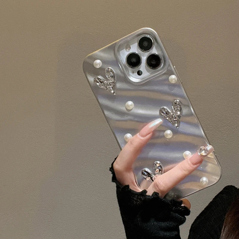 Silk Heart Pattern Wavy Case