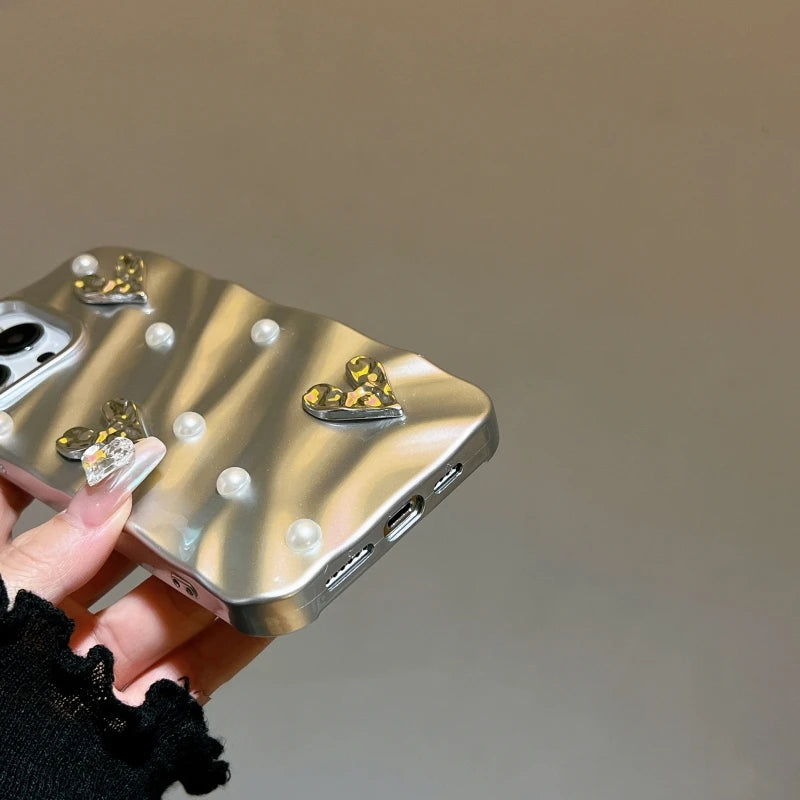 Silk Heart Pattern Wavy Case