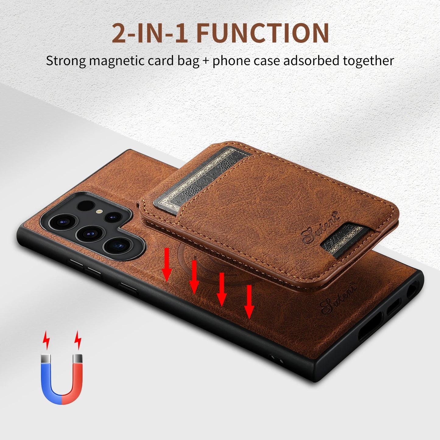 Detachable 2 in 1 Leather Wallet Magnet Samsung Case