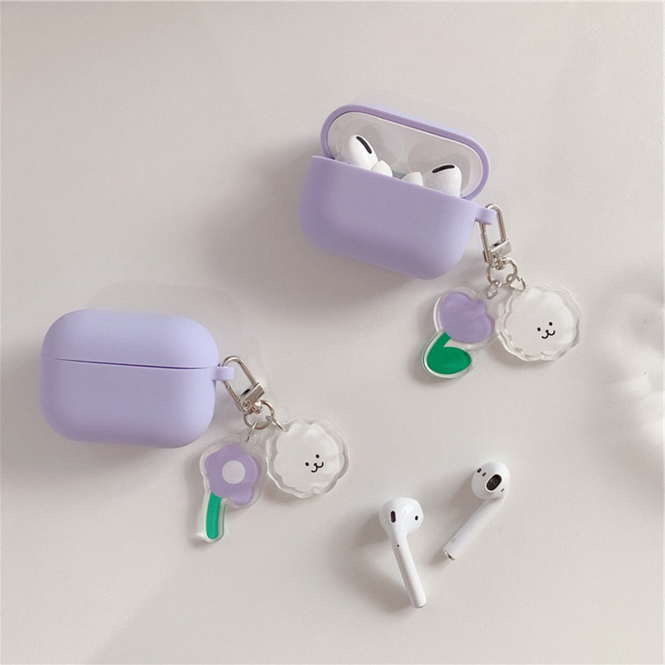 Many Varieties-Solid Colour+Keychain AirPods Case