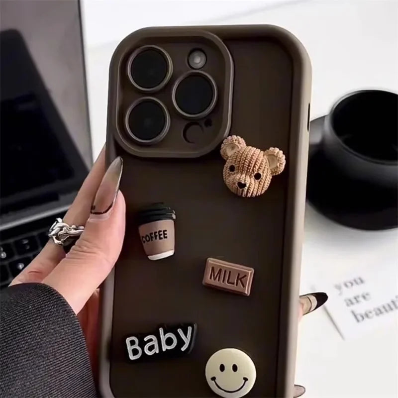 Cute Coffee Bear Silicone iPhone Case