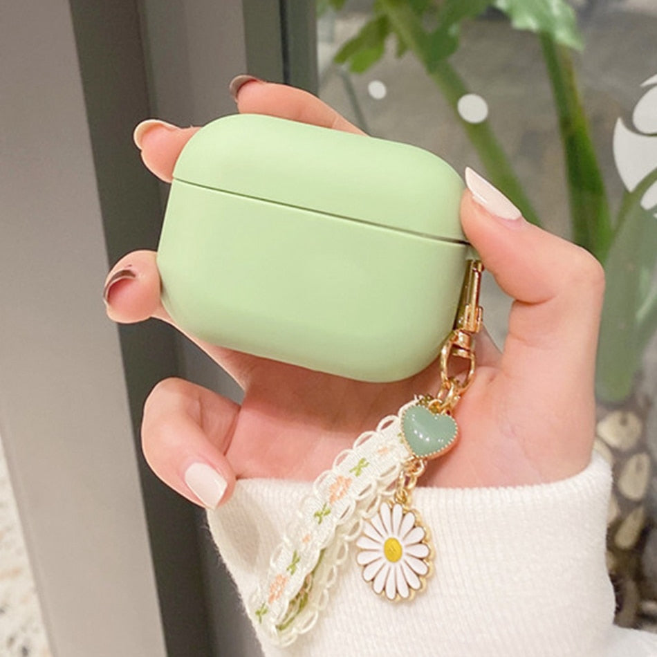 Many Varieties-Solid Colour+Keychain AirPods Case