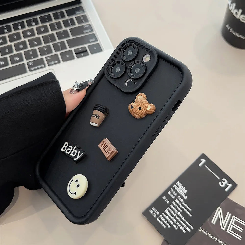 Cute Coffee Bear Silicone iPhone Case