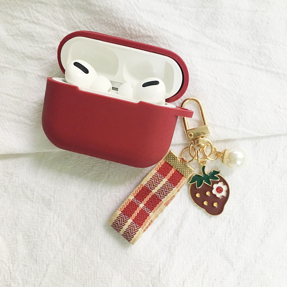 Many Varieties-Solid Colour+Keychain AirPods Case