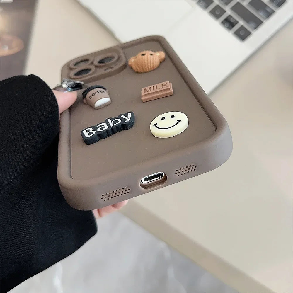 Cute Coffee Bear Silicone iPhone Case