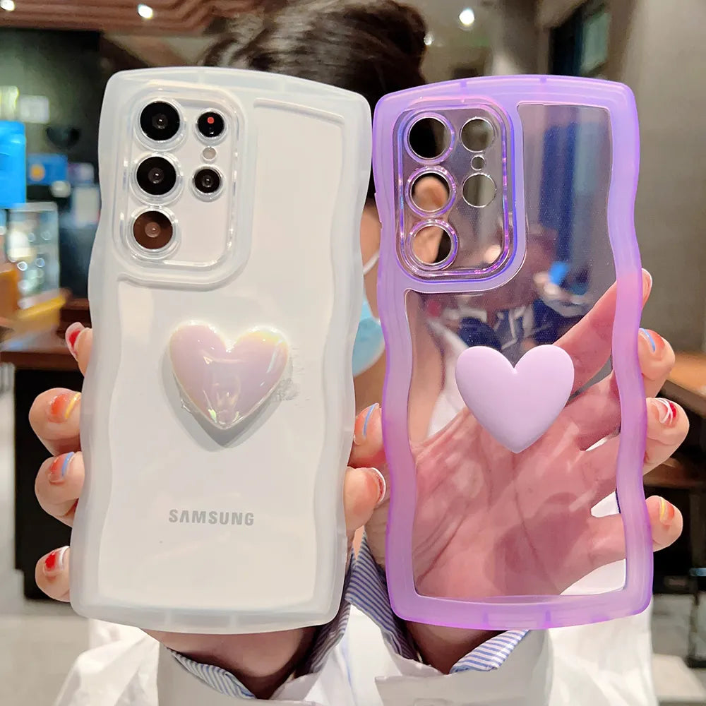 3D Love Heart+Wavy Edge Samsung Case