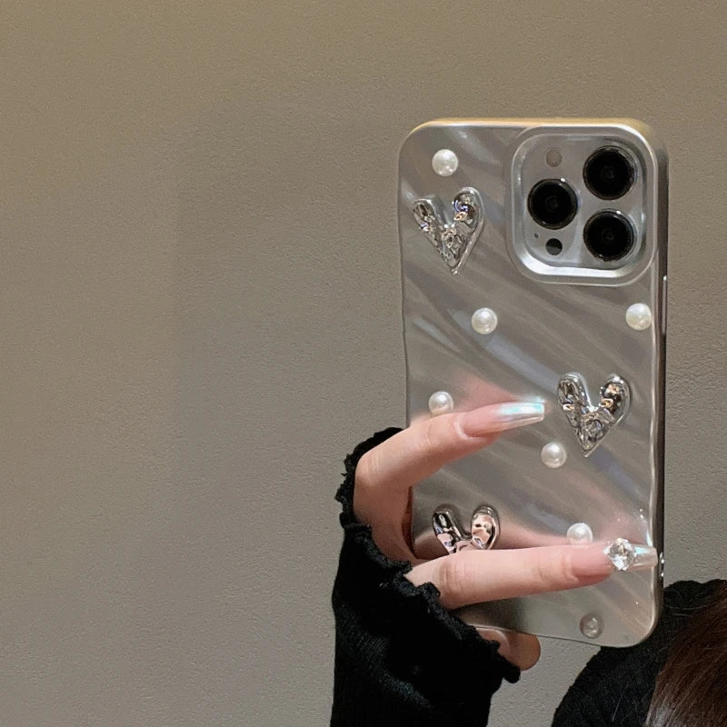Silk Heart Pattern Wavy Case