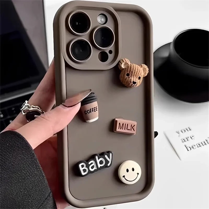Cute Coffee Bear Silicone iPhone Case