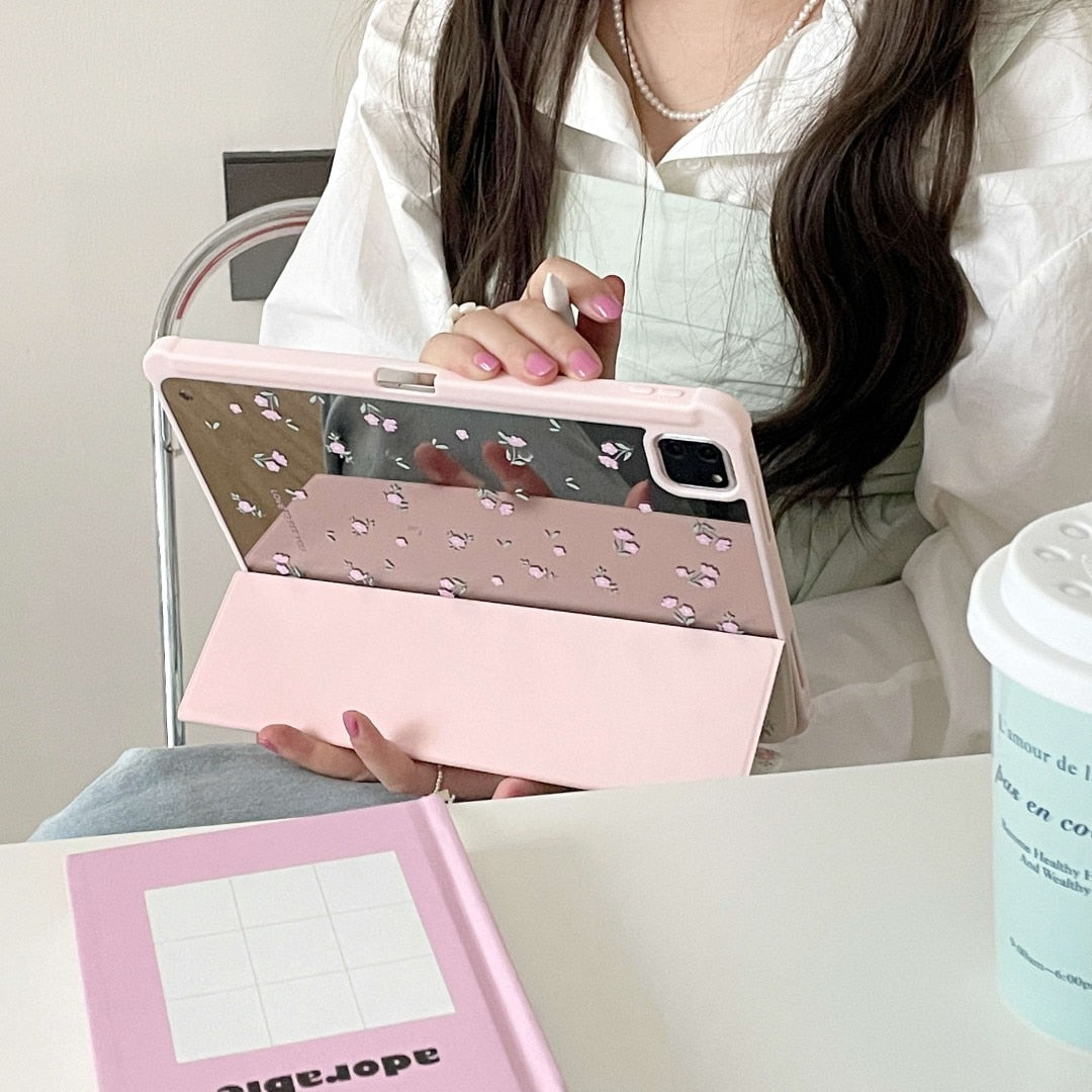 Mirror Back Pink Floral iPad Case