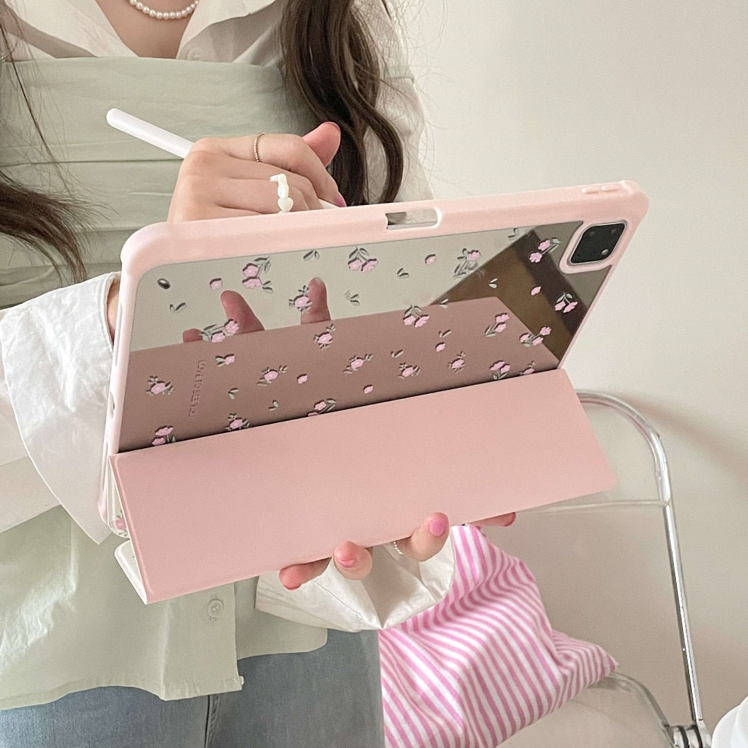 Mirror Back Pink Floral iPad Case