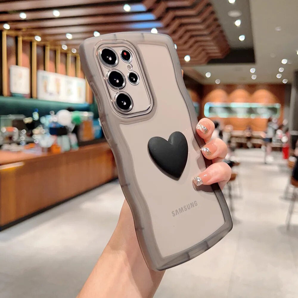 3D Love Heart+Wavy Edge Samsung Case