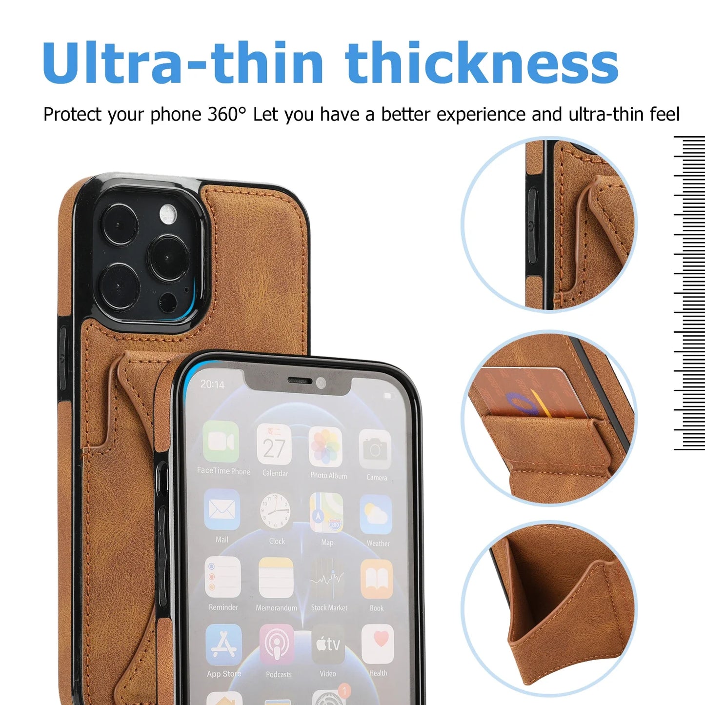 Leather Stand Card Holder iPhone Case