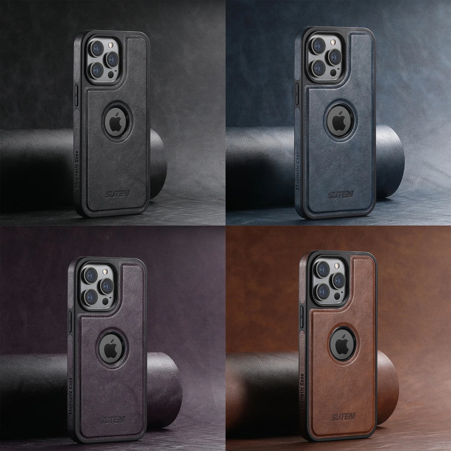 Stylish Leather MagSafe Wireless Charging iPhone Case