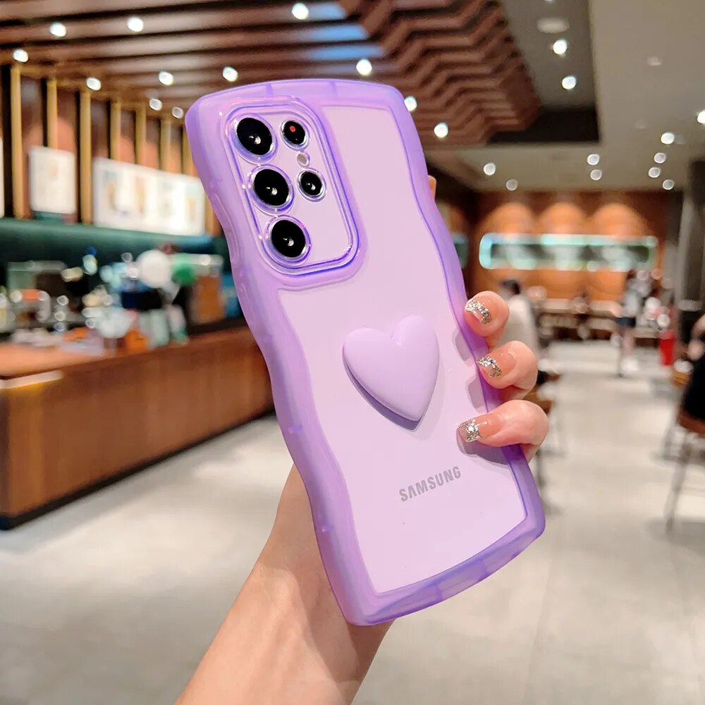3D Love Heart+Wavy Edge Samsung Case