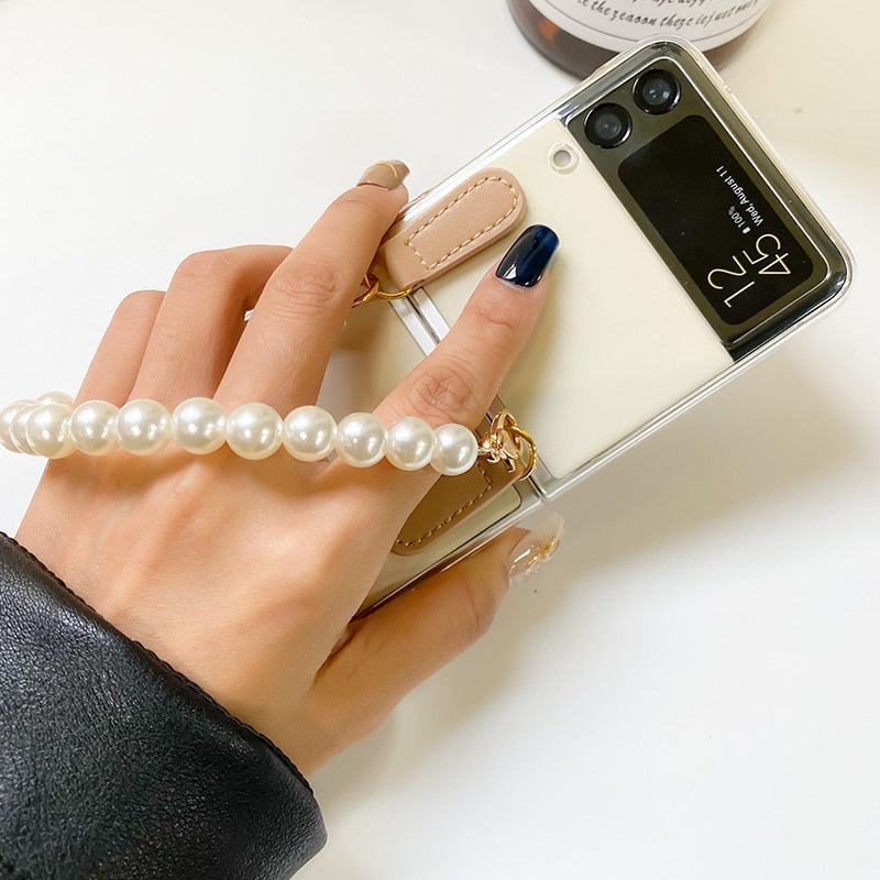 Luxury Pearl Chain Z Flip Case