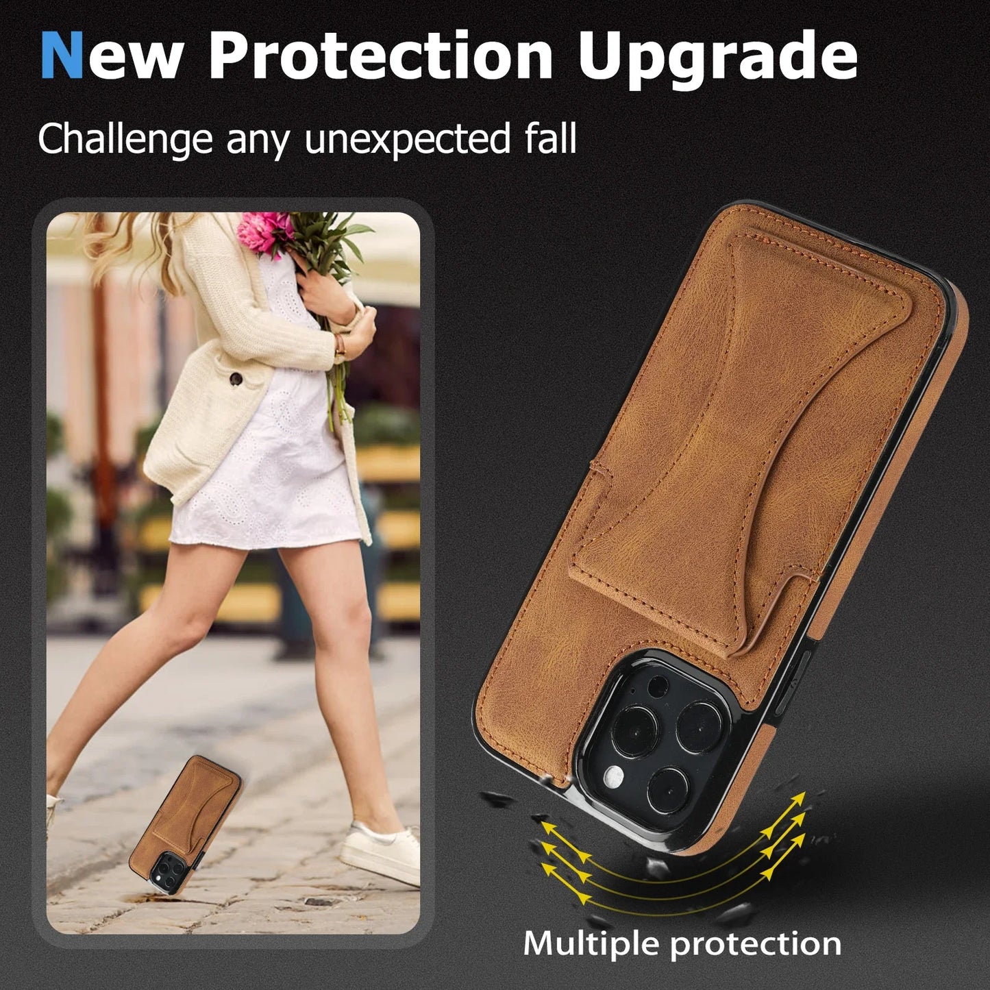 Leather Stand Card Holder iPhone Case