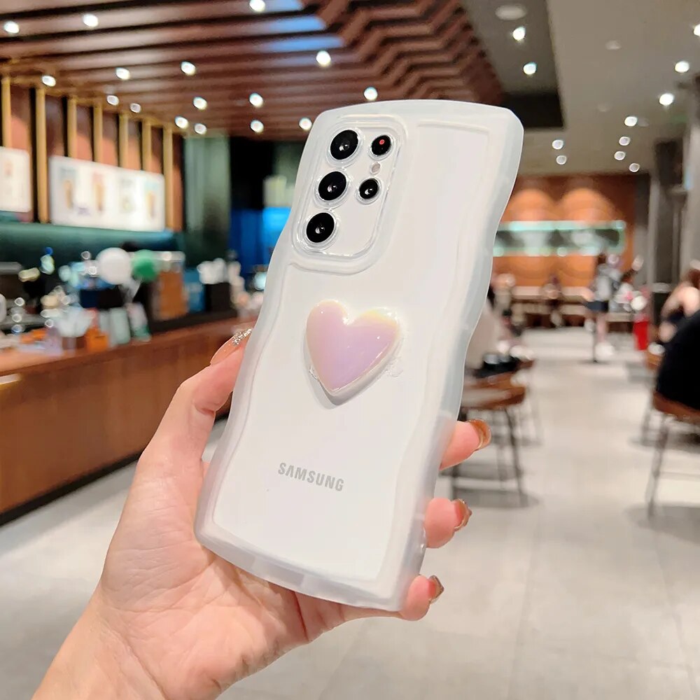 3D Love Heart+Wavy Edge Samsung Case