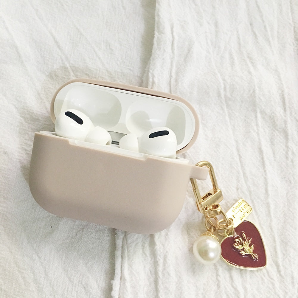 Many Varieties-Solid Colour+Keychain AirPods Case