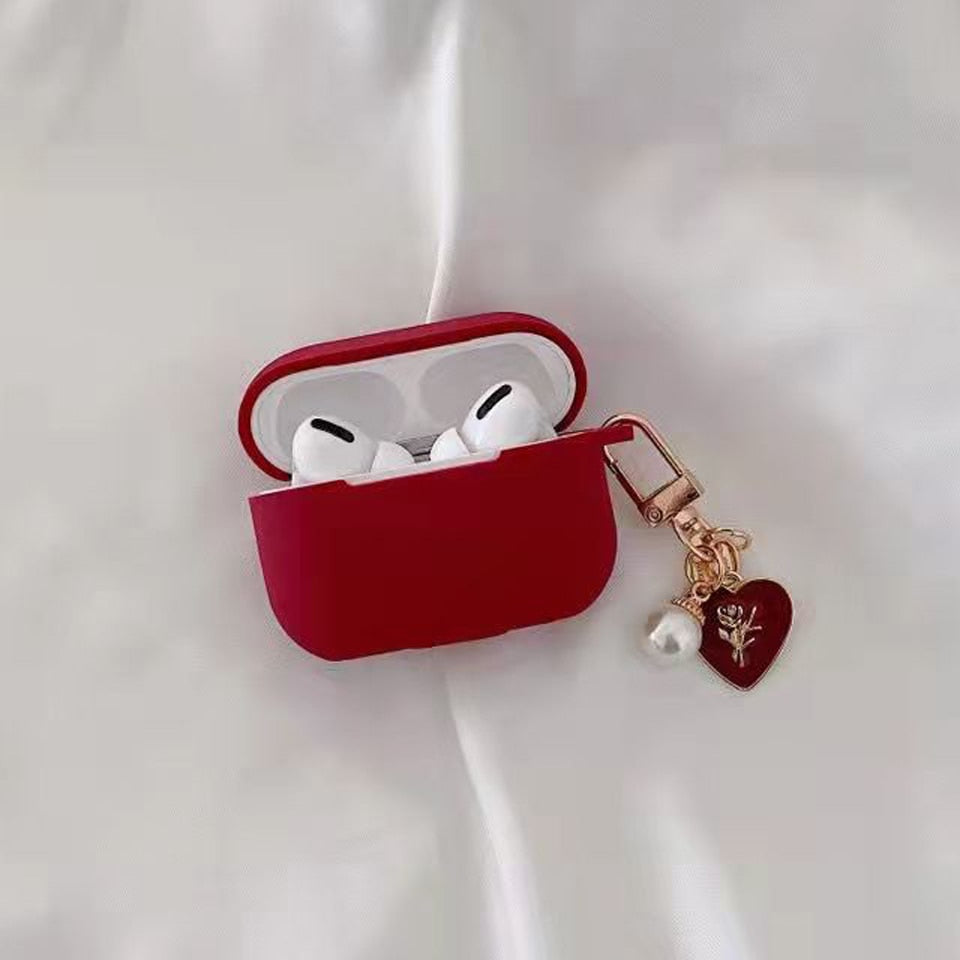 Many Varieties-Solid Colour+Keychain AirPods Case
