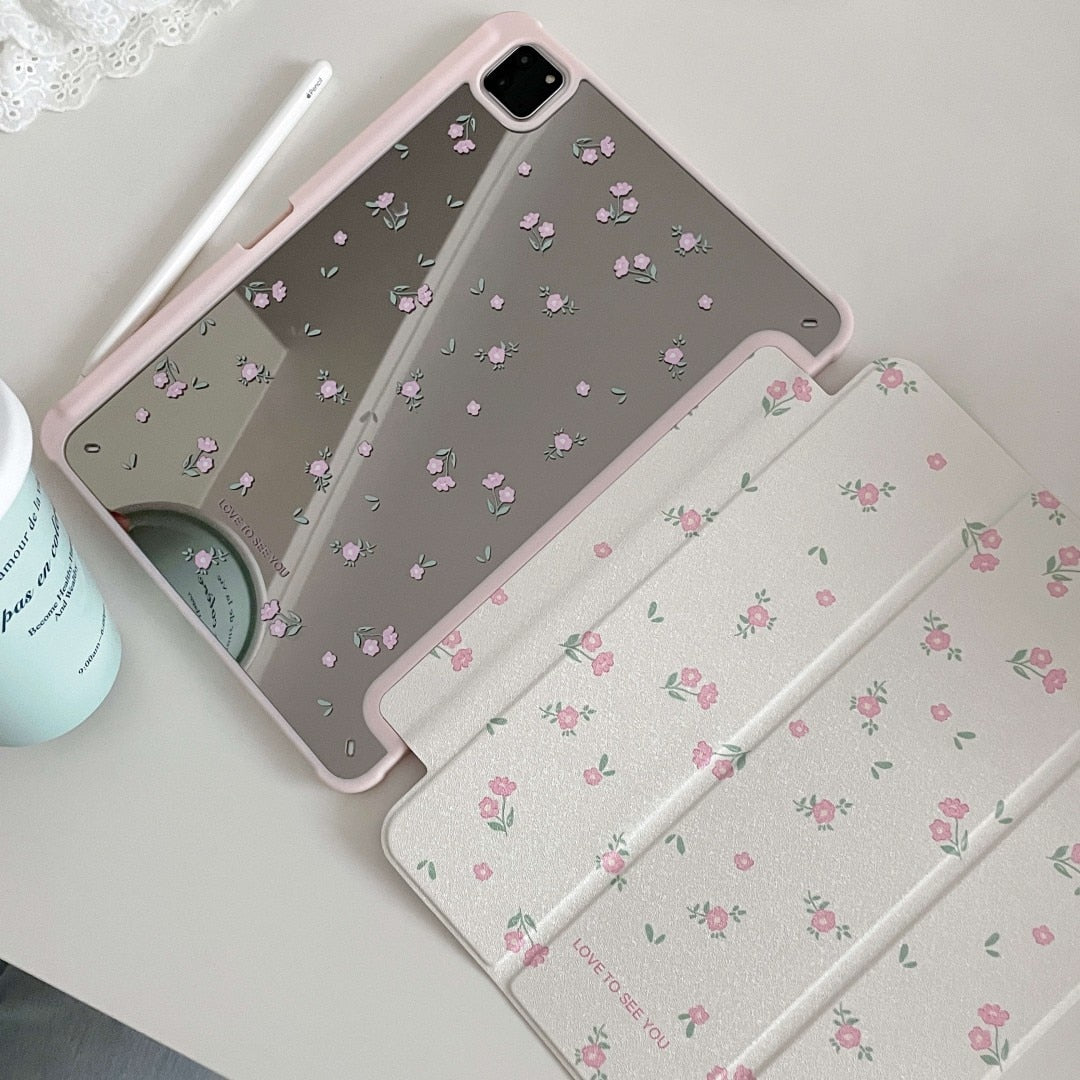 Mirror Back Pink Floral iPad Case