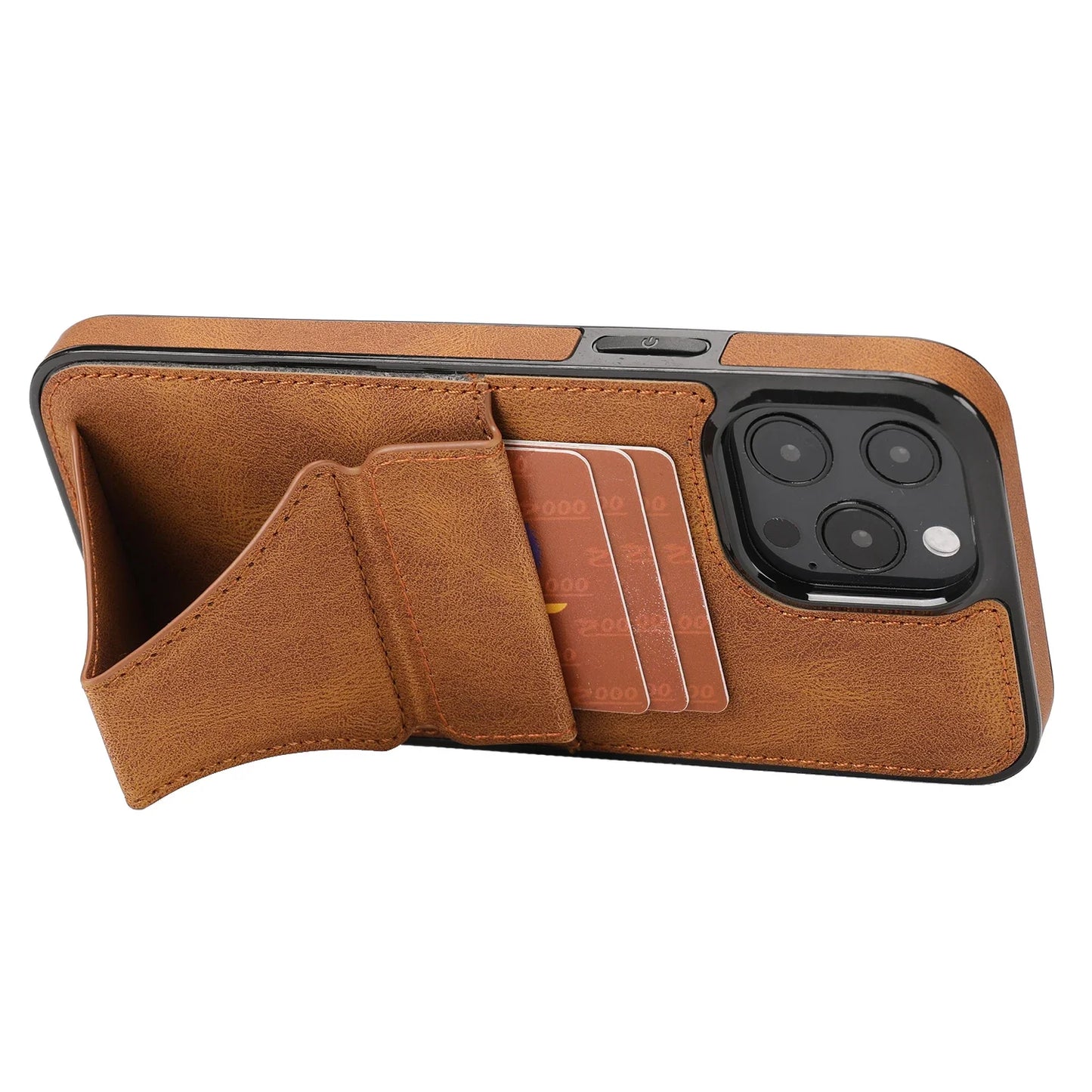 Leather Stand Card Holder iPhone Case