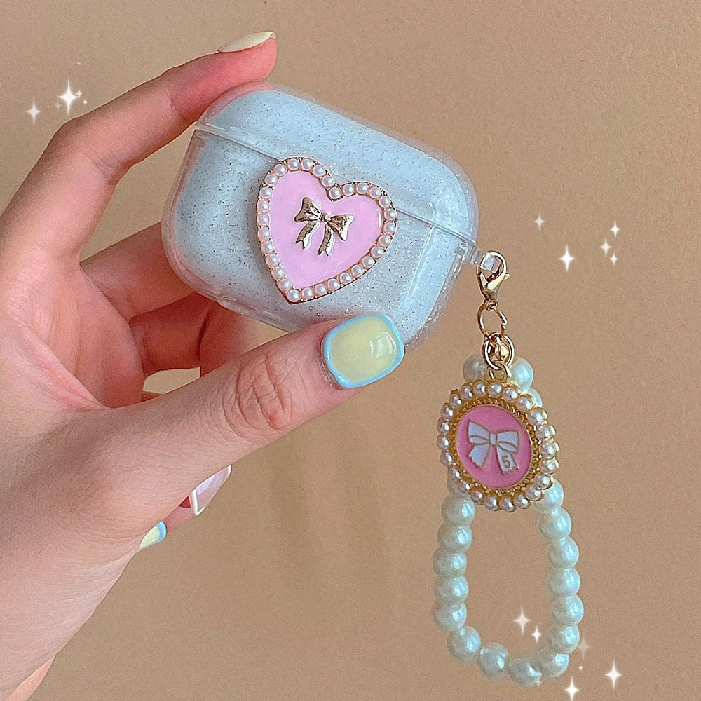 3D Heart Glitter Transparent Case