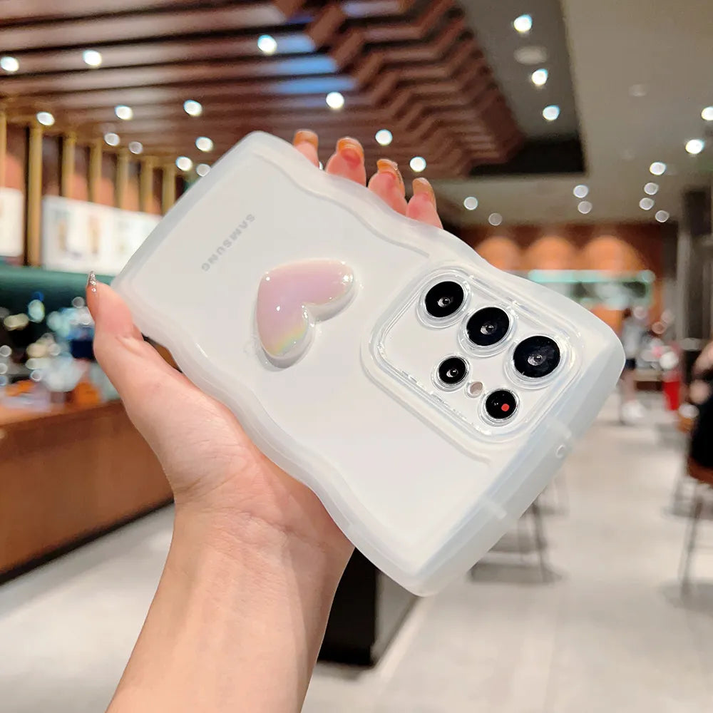 3D Love Heart+Wavy Edge Samsung Case